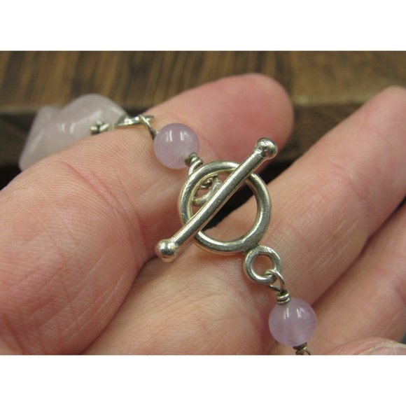 16 Inch Sterling Silver Shell Amethyst Citrine Rose Quartz Necklace - Picture 5 of 7